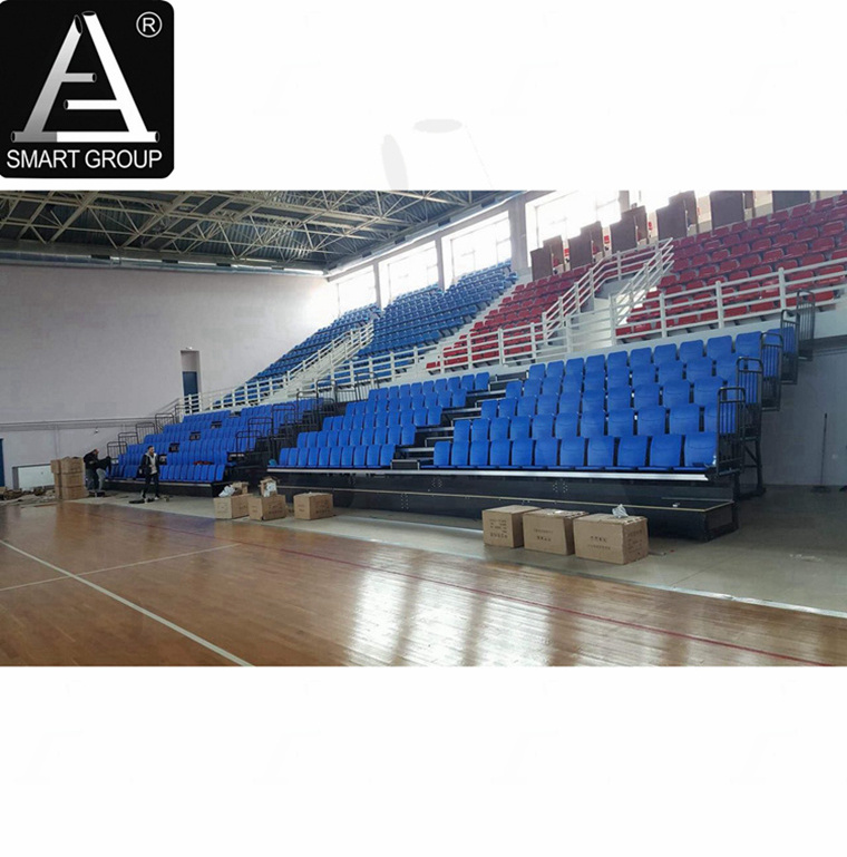 120 seats Telescopic seating retractable gym bleachers seat indoor grandstand folding stadium chair for sale