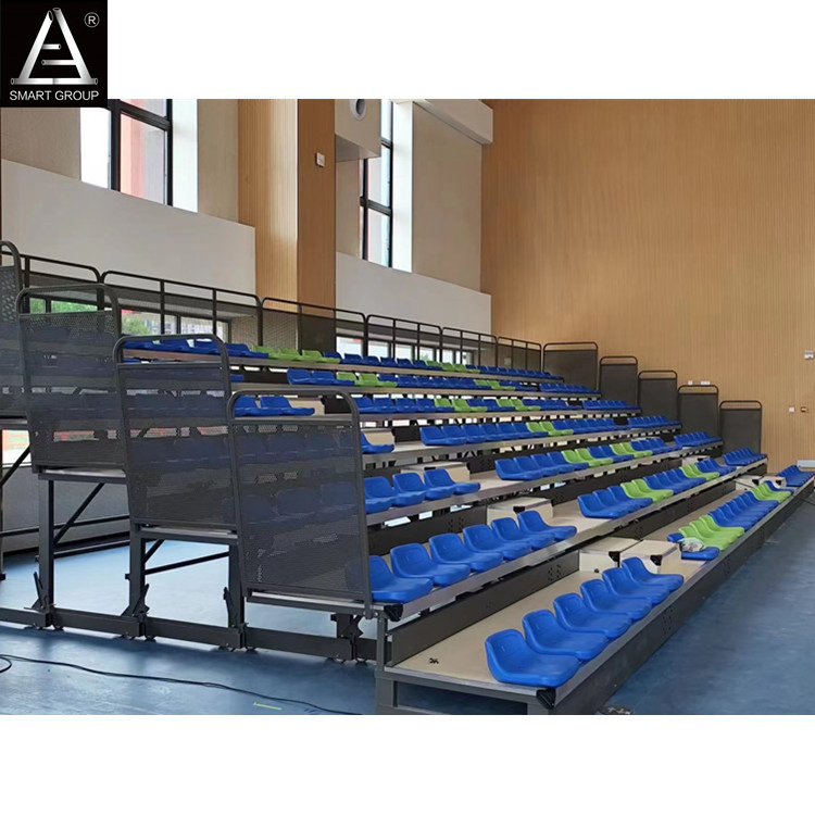 7 rows Indoor gym retractable grandstand seats basketball court mobile bleachers seating