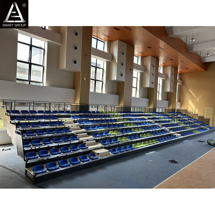 7 rows Indoor gym retractable grandstand seats basketball court mobile bleachers seating