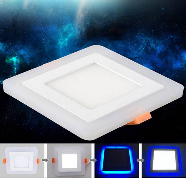 New Design Double colors Recessed Square  6W 9W 16W 24W LED Ceiling Panel Lights