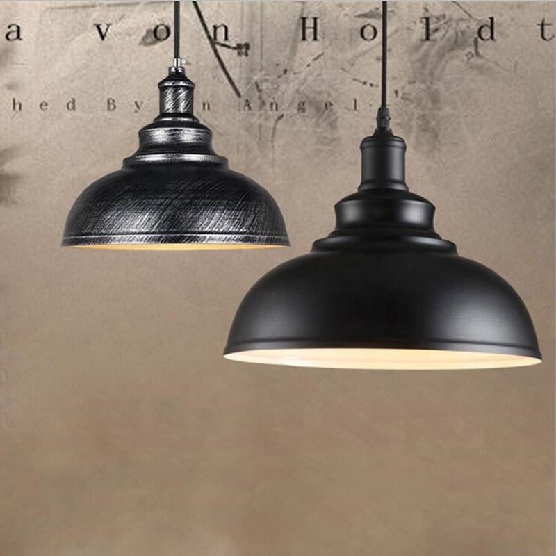 STL 110V 220V Industrial Vintage Pendant Lights Metal Kitchen Cafe & Bar Loft Retro Pendant Lamps with E27 Edison Bulb White/Bla