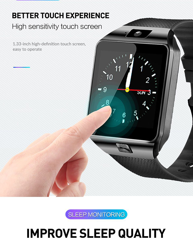 Smart2030 Dz09 Touch Screen for Smartphone W007 Sim Card Waterproof Smart Watch for Iphone Android Dz09 10 Electronic Plastic 2H