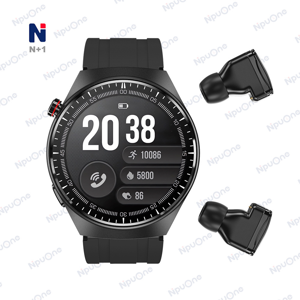 2024 new High quality round screen CE ROHS Smartwatch for shopping malls Reloj Inteligente NJH32 Smart Watch with earbuds