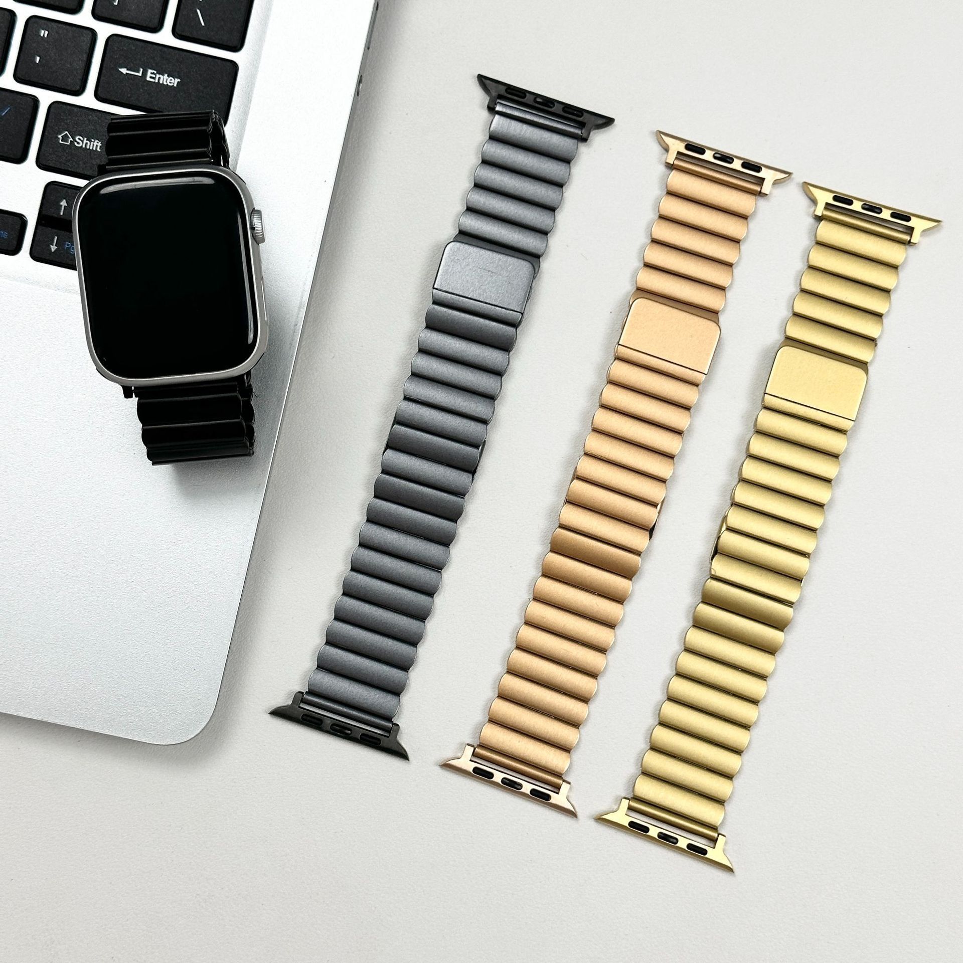 Luxury Mesh Stainless Steel Metal Magnetic Straps For Apple Watch Ultra 2 Band For Iwatch 9 8 7 6 5 Se 38 40 41 42 44 45 49 Mm