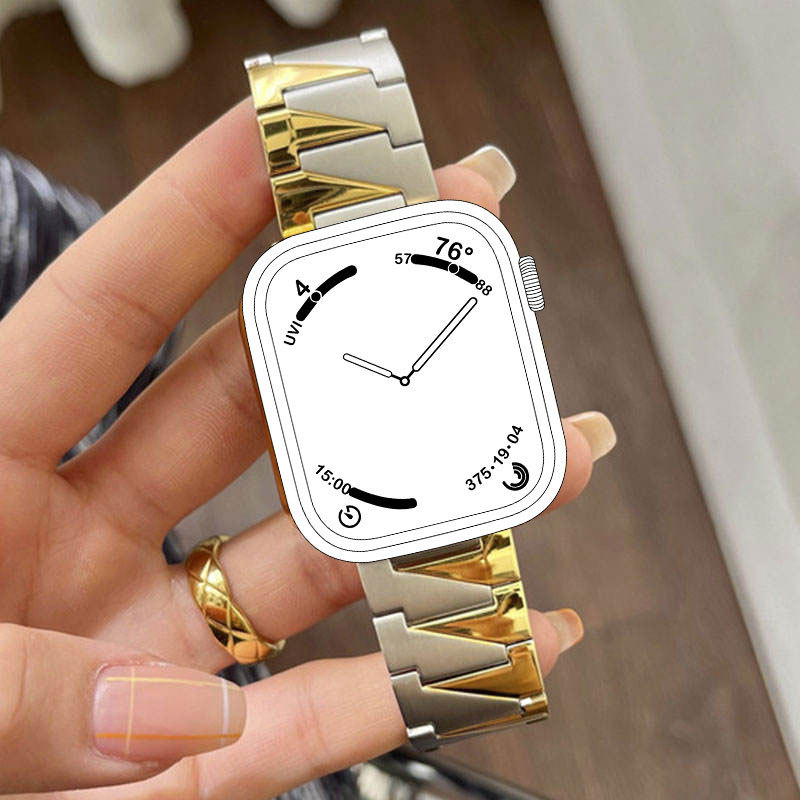 Stainless Steel Gold Metal Bracelet Watch Strap For Apple Watch Band 38 40 41 42 44 45 mm for iWatch Series 8 7 6 5 Watchband