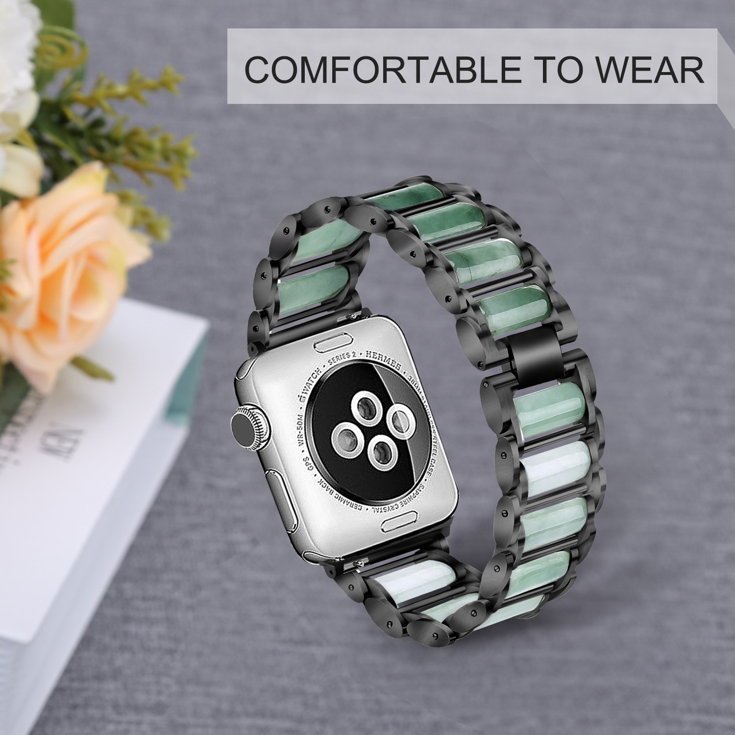 Women Replacement Stainless Steel Diamond Bling Opal Watch Strap With Case For Apple Watch Band 40 44 Mm For Iwatch Se Series 7