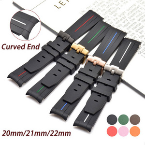 20mm 21mm 22mm Curved End Silicone Rubber Watch Band For Rolex Omega Joint Moonswatch Men Women Watch Strap Bracelet Wristband