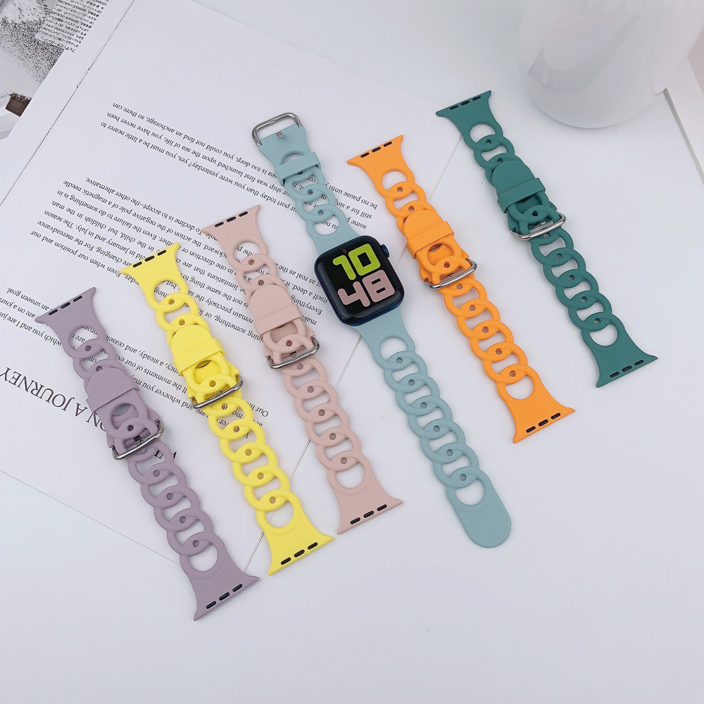 Women Donut Thin Hollow-Out Sport Silicone Strap For Apple Watch Band 38 40 41 42 44 45 49 Mm Iwatch Se 8 7 6 5 Wristband