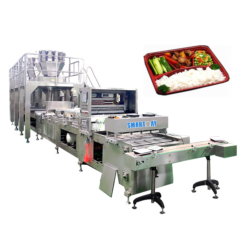 Automatic gas flush vacuum tray sealer fast food packaging machine modified atmosphere packing machine with multihead weigher