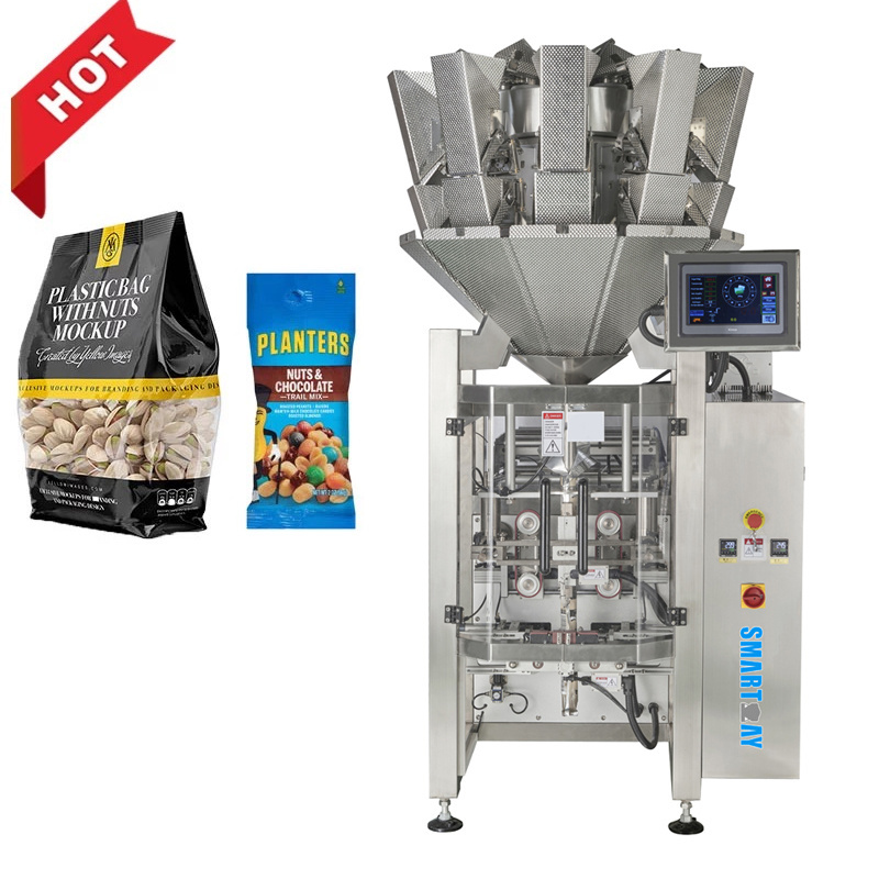 Automatic Filling Vertical Grain Bag With Multihead Weigher Snack Granular Packaging Nuts Sugar Coffee Beans Packing Machine 1kg