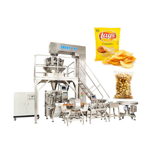 Automatic Weighing Filling Nitrogen Snacks Popcorn Packaging Machine VFFS Plantain Potato Chips Vertical Packing Machine Price