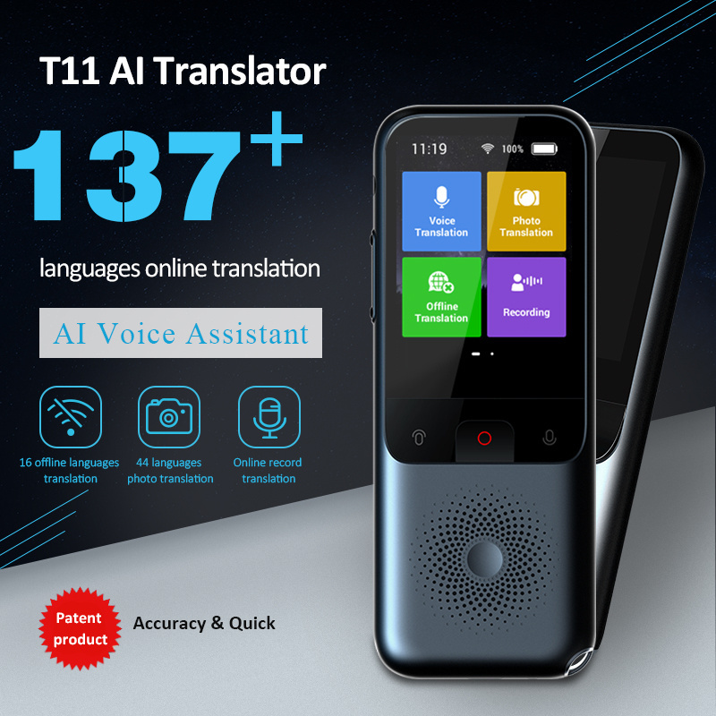 T11 global languages wifi translation machine offline voice translator Spanish Russian Arabic Japanese Manu instant interpreter