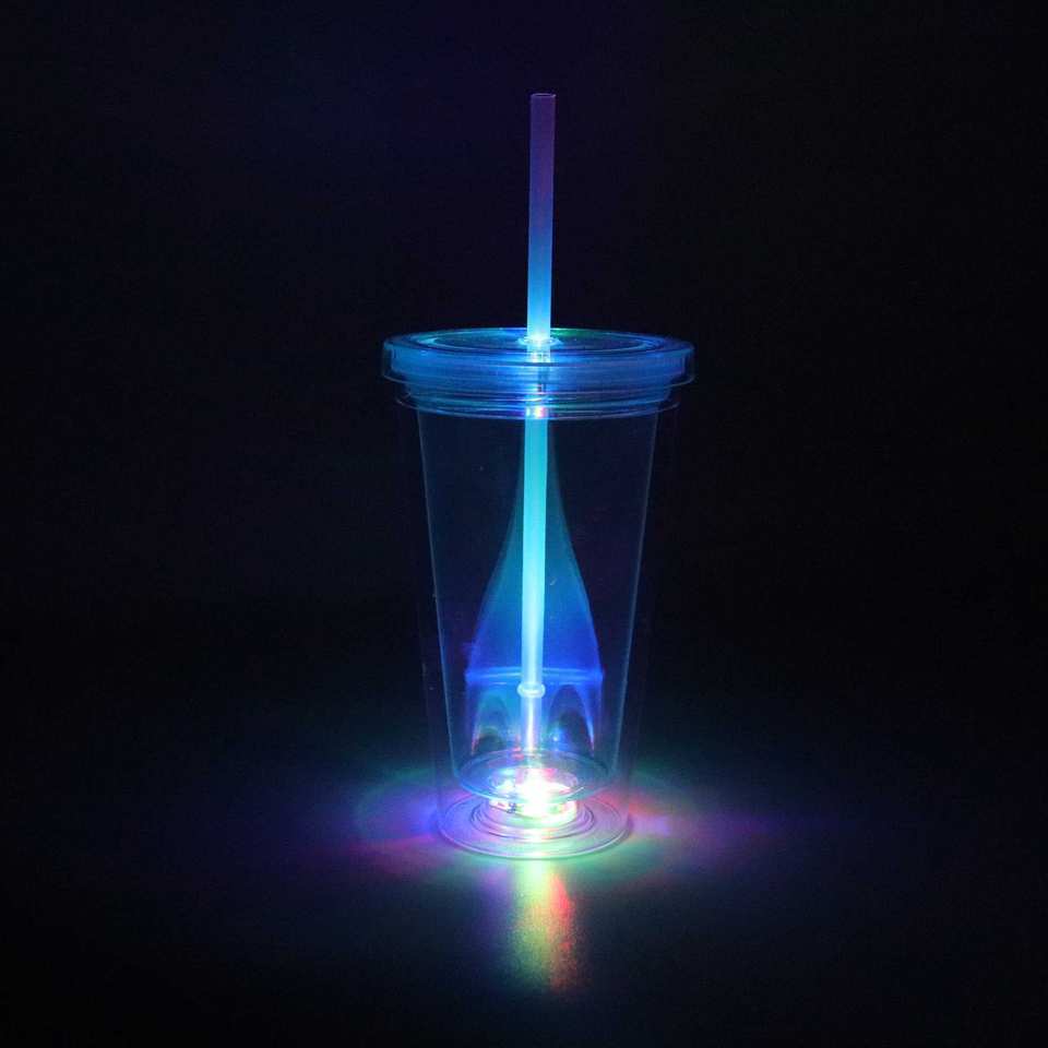 Promozation 16Oz Led Drink Drinking Party Water Flashing Lights Light Up Cup Plastic Led Double Wall Tumbler