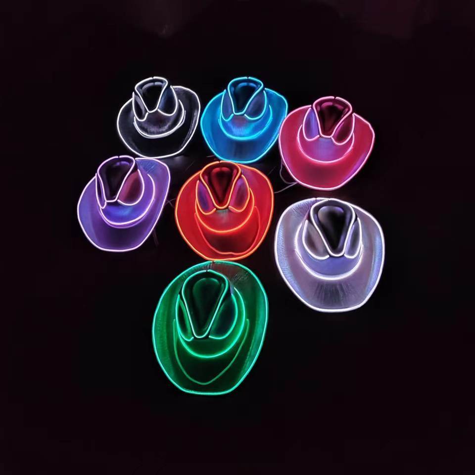 Hot selling Light Up Cowboy Hat Led Neon Cowboy Hat for Wedding Carnival Festival Party Costume Hats