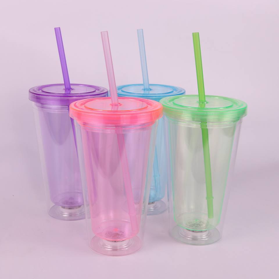 Promozation 16Oz Led Drink Drinking Party Water Flashing Lights Light Up Cup Plastic Led Double Wall Tumbler