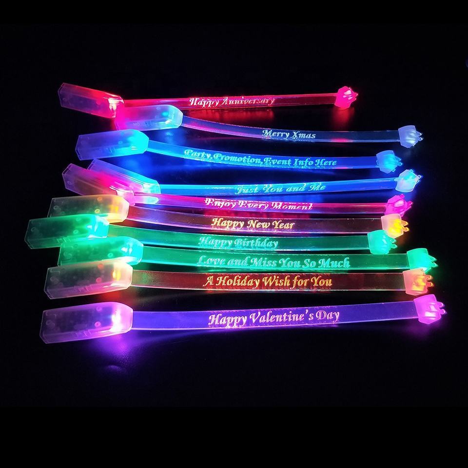 customized logo can Color Change Sound Activated LED Wristband Flashing Bracelet Adjustable led flashing wrist band led light