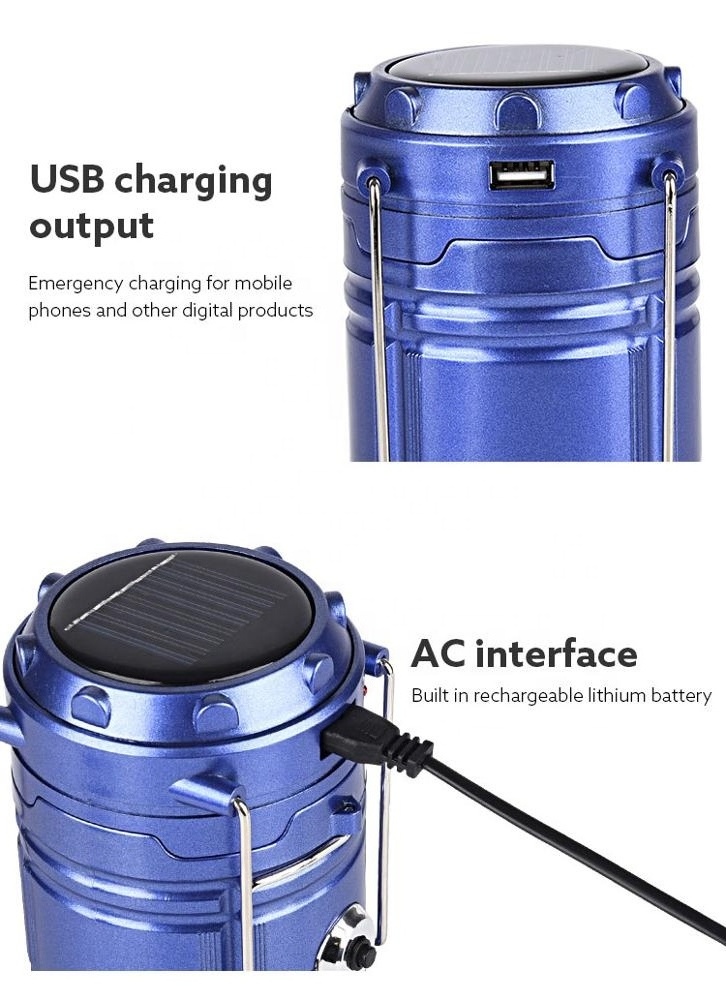 Cheap Solar and USB Charging 6 LED Solar Camping Light with Power Bank For Outdoor Collapsible Foldable Camping Lantern