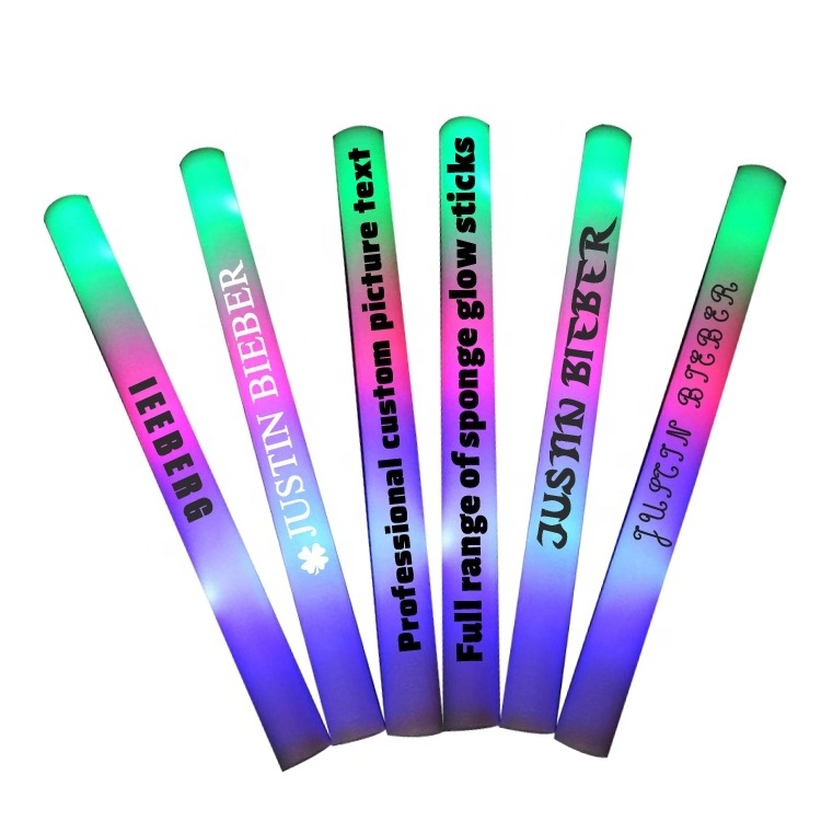 Promotional LED Glow Foam Stick, Light Up Foam Baton For Party Wedding and Concert,  Rainbow wands Led Foam Stick