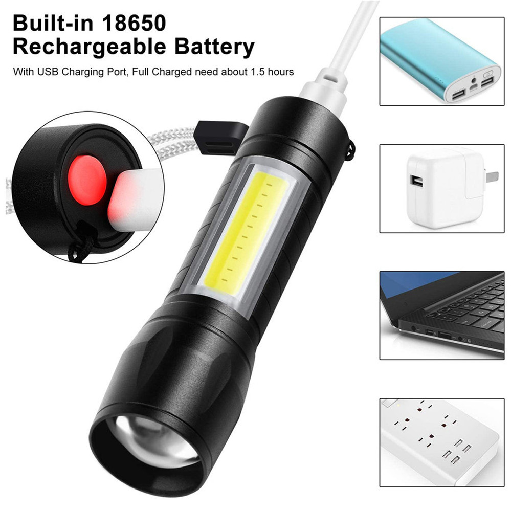 Led Flashlight Rechargeable USB Torch Mini Small Light Super Bright Spotlight Handheld Portable Lamp Camping ZOOM Flashlight 0.1