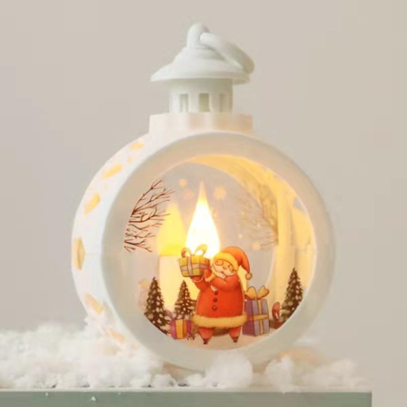 Wholesale Christmas lights Christmas Flame Led Light Snow/Santa Claus Pattern Led Lights Ornaments Home Decoration Hanging Lamp