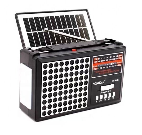 Portable handheld Radio With USB Rechargeable Light Solar Panel Emergency Powered Am Fm Sw Radio