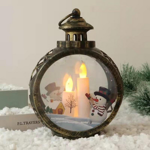 Wholesale Christmas lights Christmas Flame Led Light Snow/Santa Claus Pattern Led Lights Ornaments Home Decoration Hanging Lamp