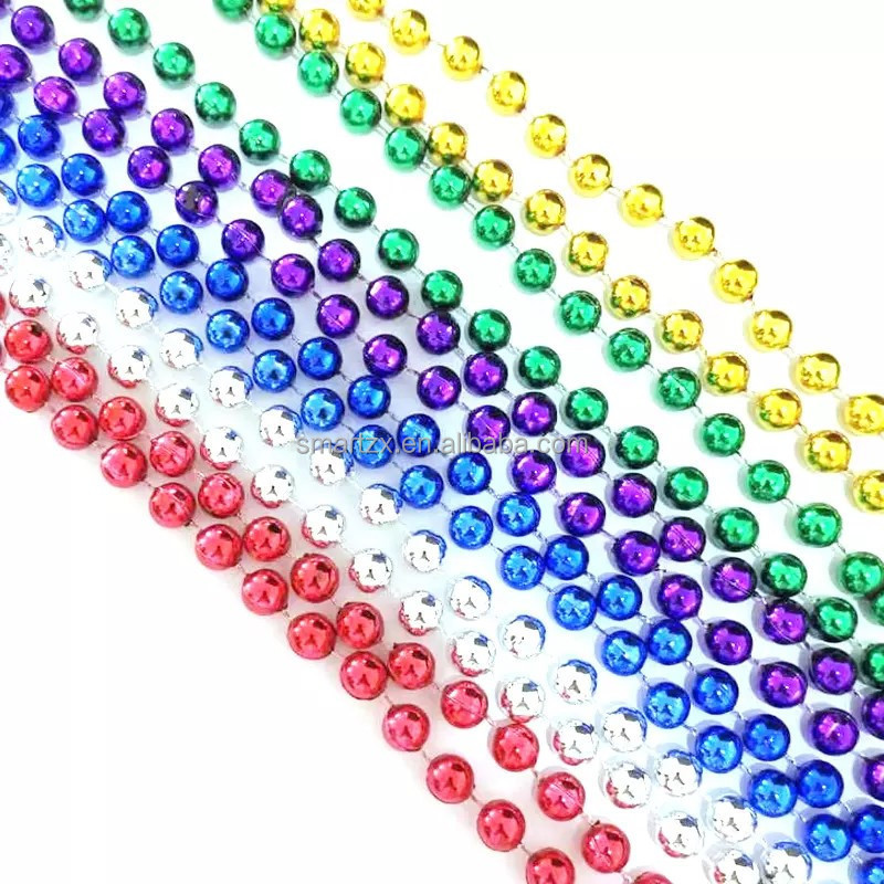 Carnival Party Bead Chain Wholesale Festival Decorative Mardi Gras Beads Assorted Party MOT Beads Necklace