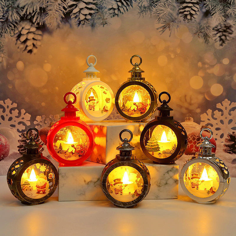 Wholesale Christmas lights Christmas Flame Led Light Snow/Santa Claus Pattern Led Lights Ornaments Home Decoration Hanging Lamp