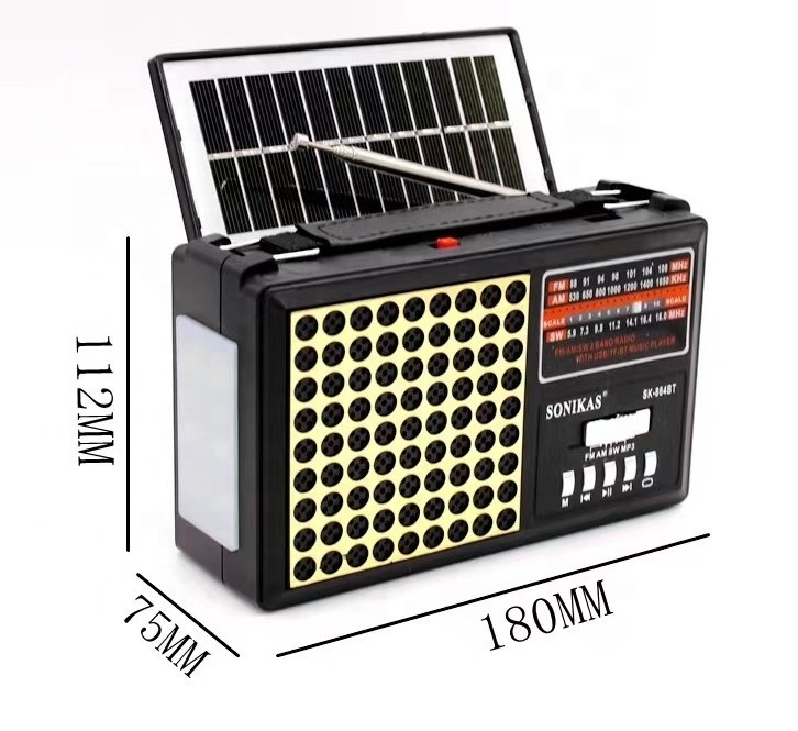 Portable handheld Radio With USB Rechargeable Light Solar Panel Emergency Powered Am Fm Sw Radio