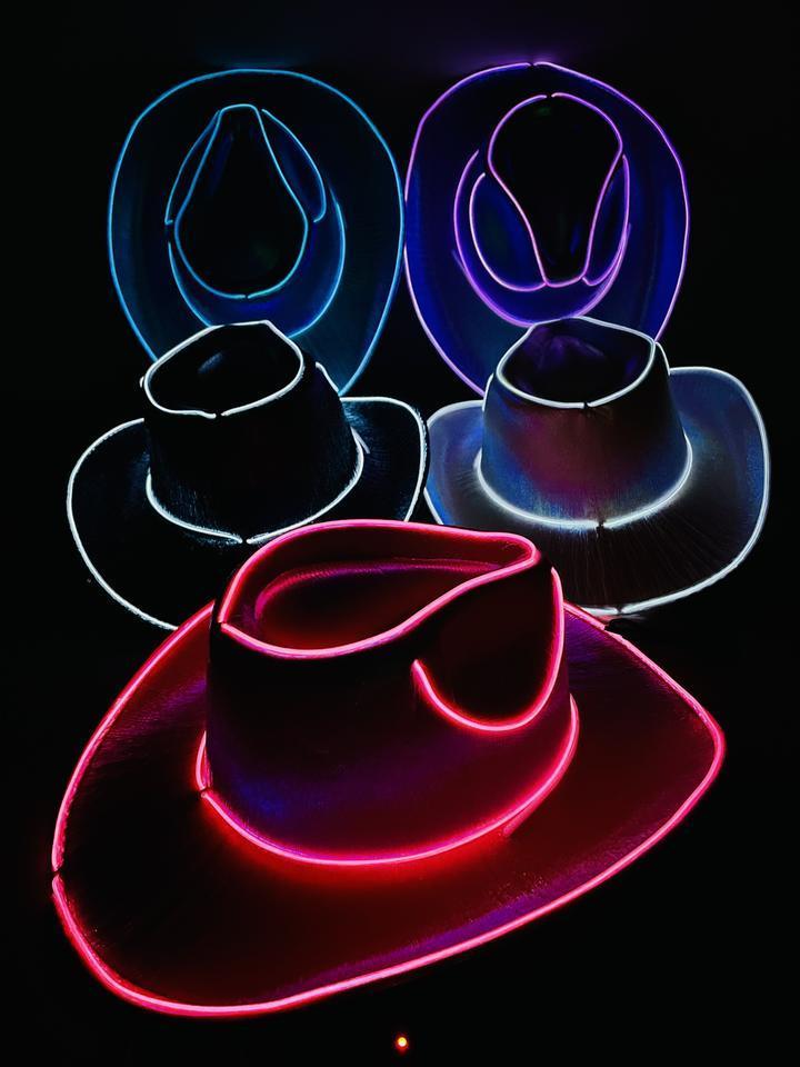 Hot selling Light Up Cowboy Hat Led Neon Cowboy Hat for Wedding Carnival Festival Party Costume Hats