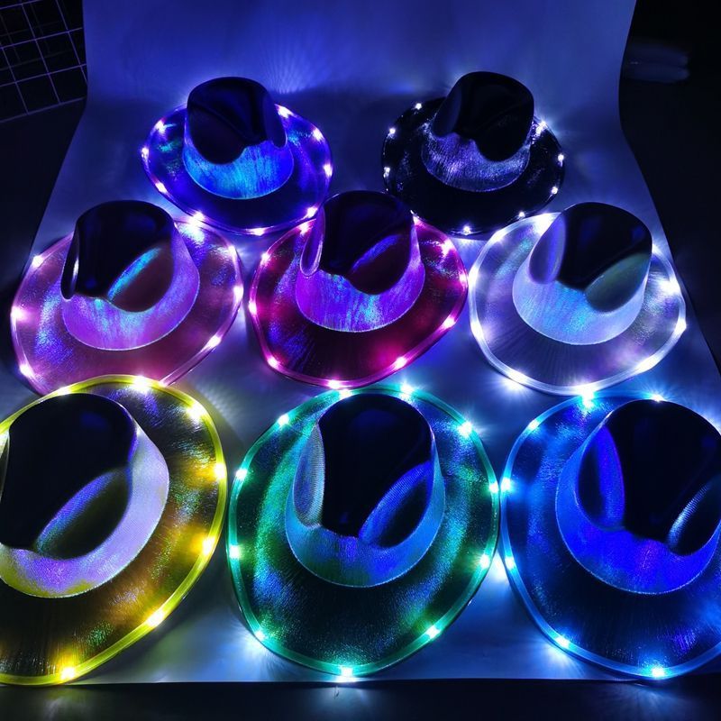 Hot selling Light Up Cowboy Hat Led Neon Cowboy Hat for Wedding Carnival Festival Party Costume Hats