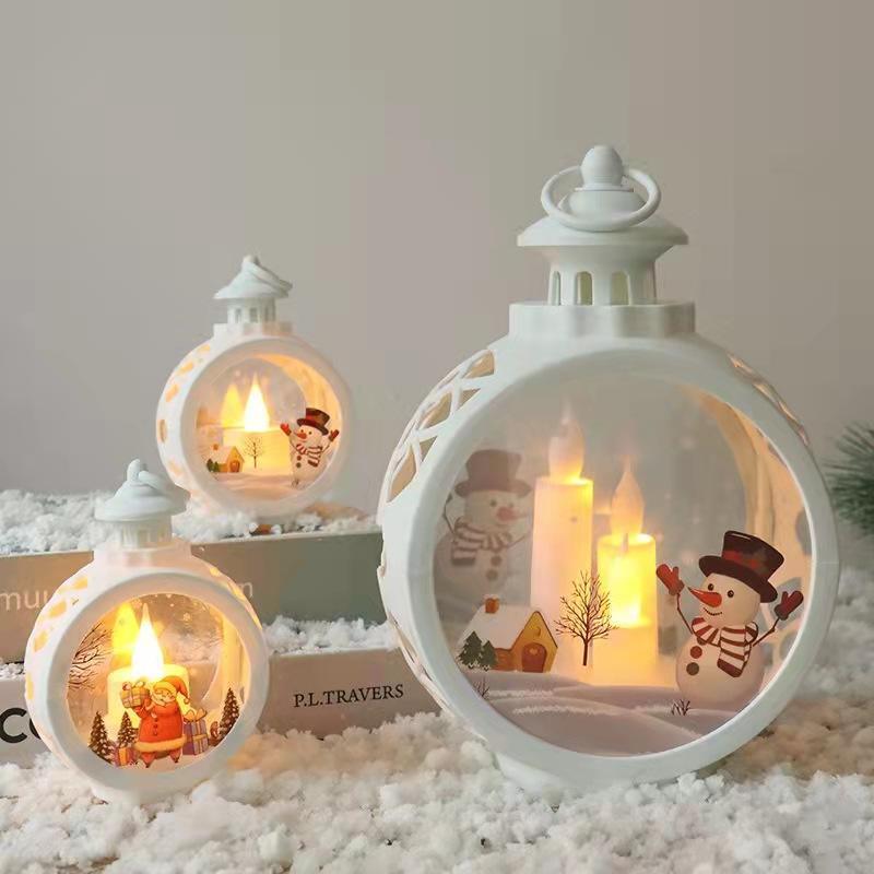 Wholesale Christmas lights Christmas Flame Led Light Snow/Santa Claus Pattern Led Lights Ornaments Home Decoration Hanging Lamp