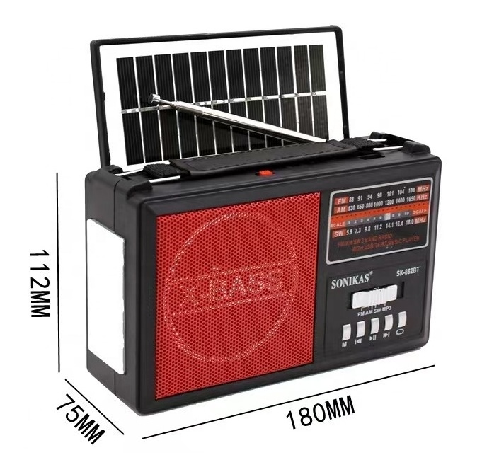 Portable handheld Radio With USB Rechargeable Light Solar Panel Emergency Powered Am Fm Sw Radio