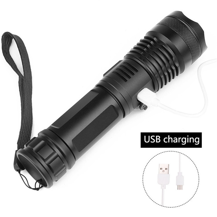 35 Years Factory Experience USB Rechargeable Lampe Torche Waterproof Torchlight Powerful Led Flashlight Black Luminous Light OEM