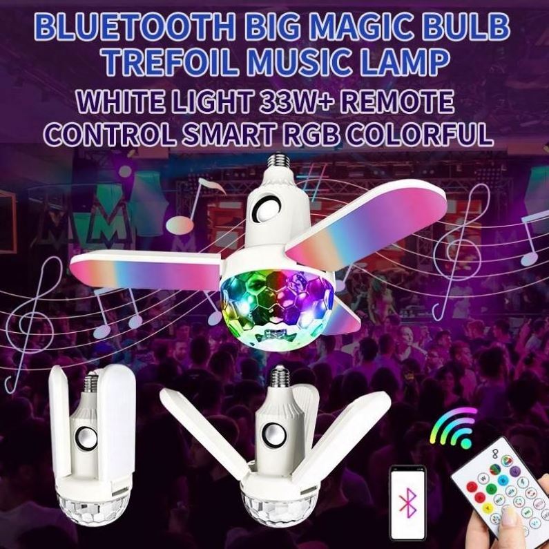 Led Lighting Blue-tooth  Wireless Music Bulb E26 E27 B22 50 Watt Tuya RGB Music Deformable Fan Bombilla Bulb For Home Party