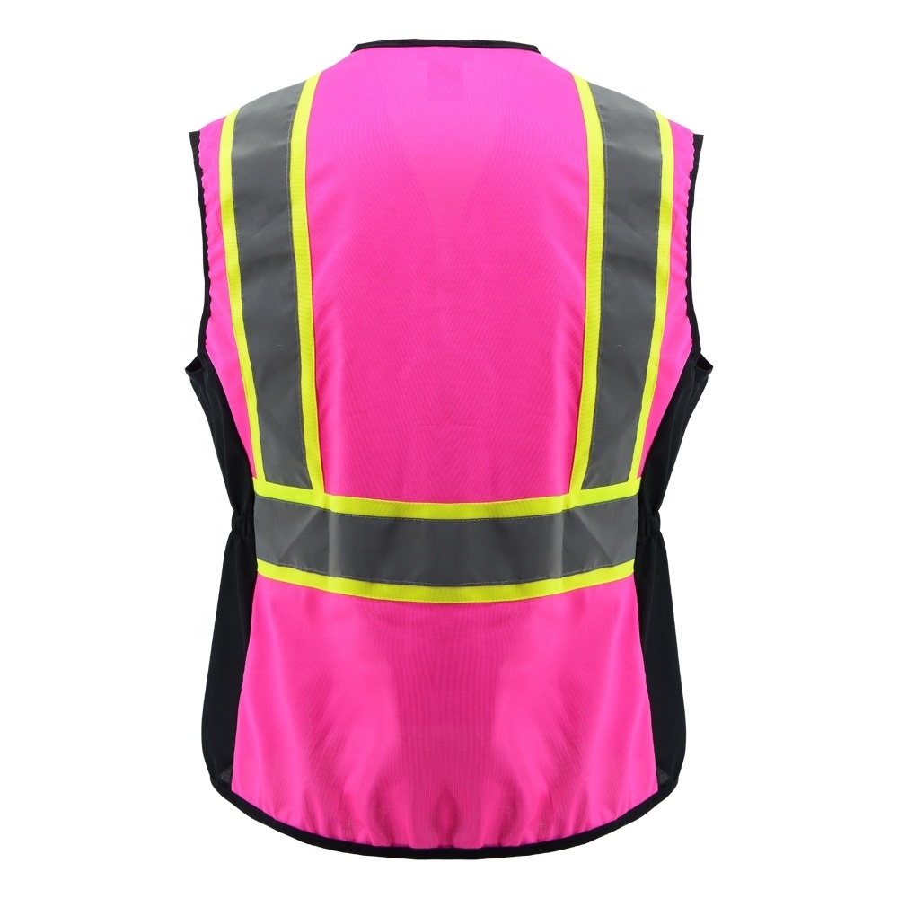 SMASYS Mesh Hi Vis Vest with Pockets Pink for Women