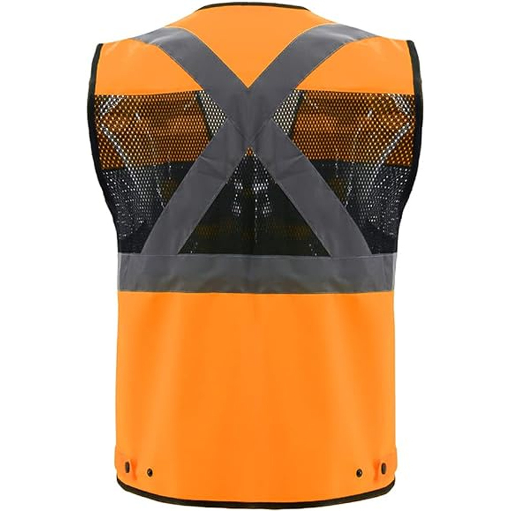 SMASYS High Reflective Tape Polyester Knitting Breathable Mesh Work Vest High Quality Durable Lightweight Safety Vest