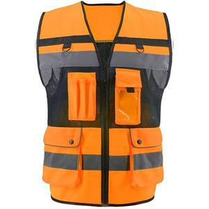 SMASYS High Reflective Tape Polyester Knitting Breathable Mesh Work Vest High Quality Durable Lightweight Safety Vest