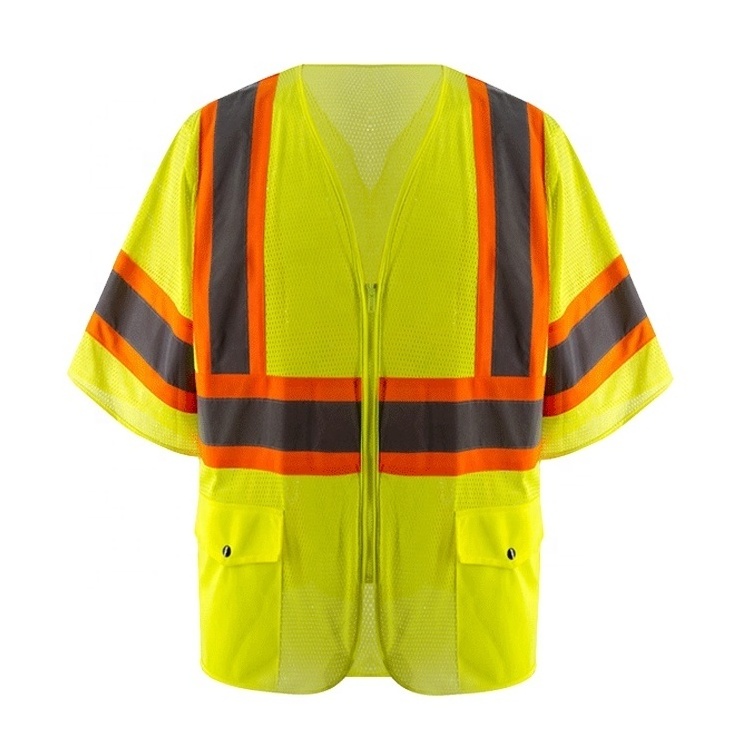 SMASYS Summer Short Sleeve Breathable Safety Orange Reflecting Vest Safety Vests Class 3