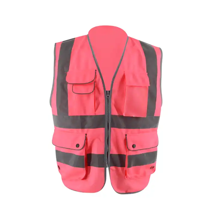 SMASYS Hot Sale Reflective Pink Safety Vest outdoor comfortable safety working vest with pocket