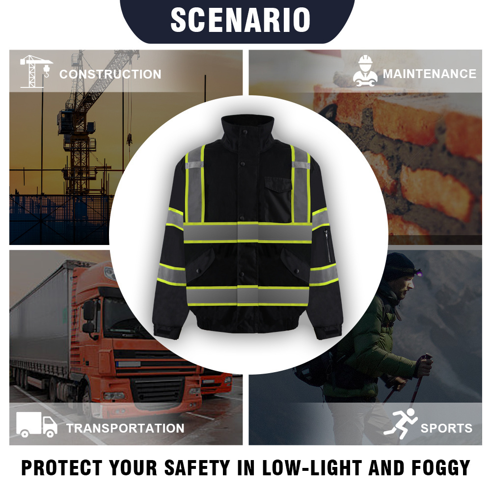 SMASYS Mens  Hi Vis Reflective Safety Winter Jacket Workwear 2 In 1 Fleece High Visibility Work Wear Waterproof jacket