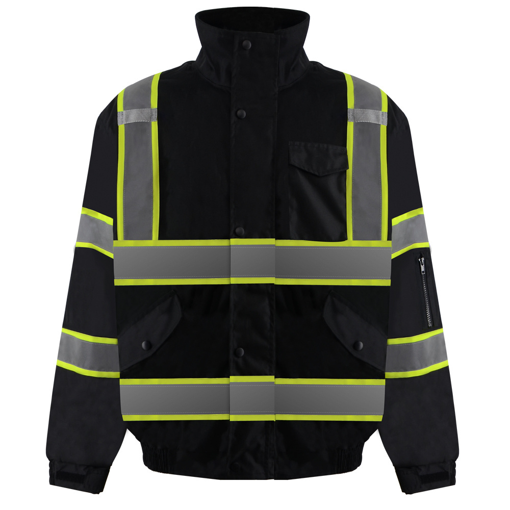 SMASYS Mens  Hi Vis Reflective Safety Winter Jacket Workwear 2 In 1 Fleece High Visibility Work Wear Waterproof jacket