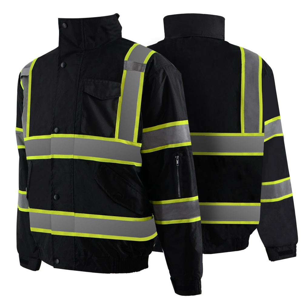 SMASYS Mens  Hi Vis Reflective Safety Winter Jacket Workwear 2 In 1 Fleece High Visibility Work Wear Waterproof jacket