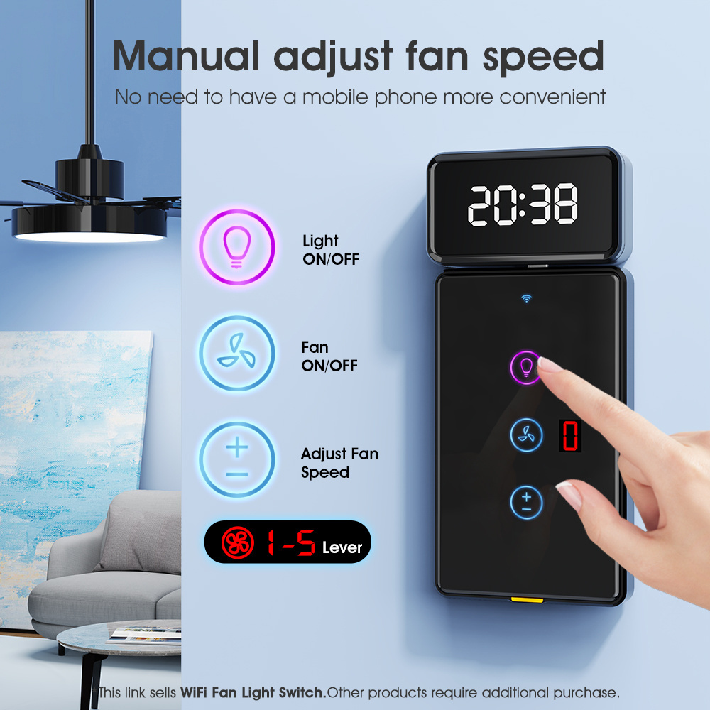 SMATRUL Type c Timing Voice App Compatible With Alexa Google Home Tuya Smart Home Wireless Wifi Fan Light US Switch