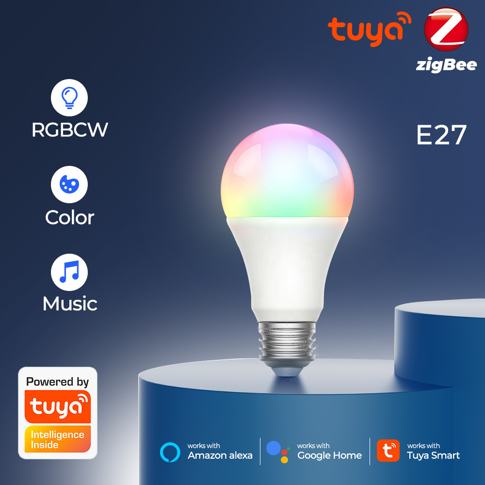 SMATRUL Tuya Zigbee 10W Smart Light Bulb E27 RGB LED Lamp Dimmable Timing Smart Life APP Voice Control For Google Home Alexa