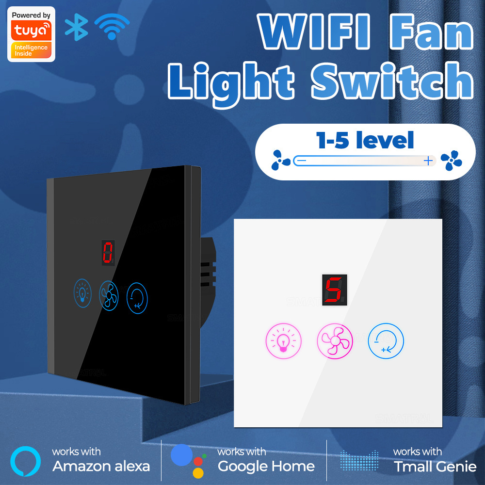 SMATRUL EU Tuya Smart WiFi Switch Fan Light Ceiling Lamp Speed Control Electrical App Work With Alexa Google Home Smart Life