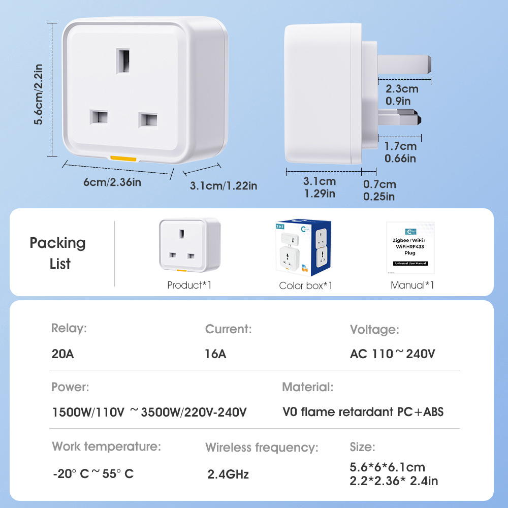 SMATRUL Power Monitor Timer APP Voice Works With Alexa Google Home EWeLink Smart Home Plug UK Socket 16A WiFi