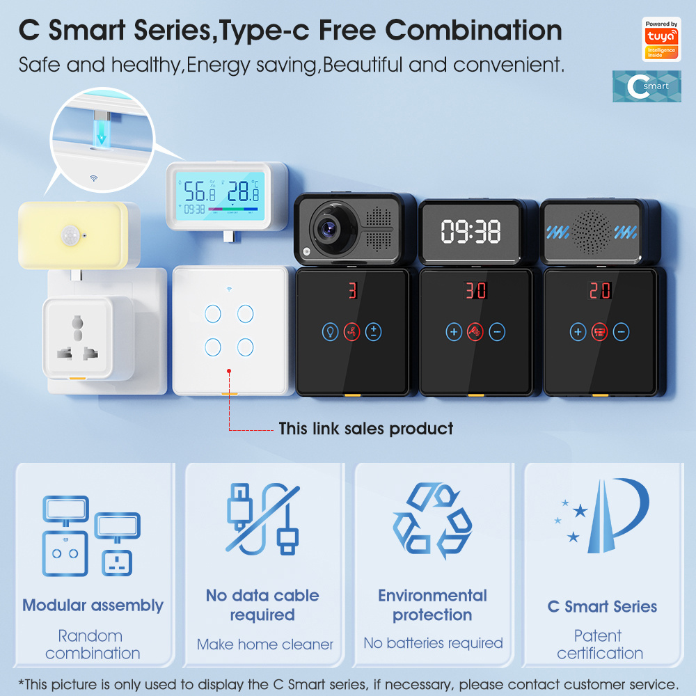 SMATRUL 110-240v Type c Timing Voice App Google Home Tuya Smart Home EU Light Touch Wall WIFI RF433 Alexa Switch