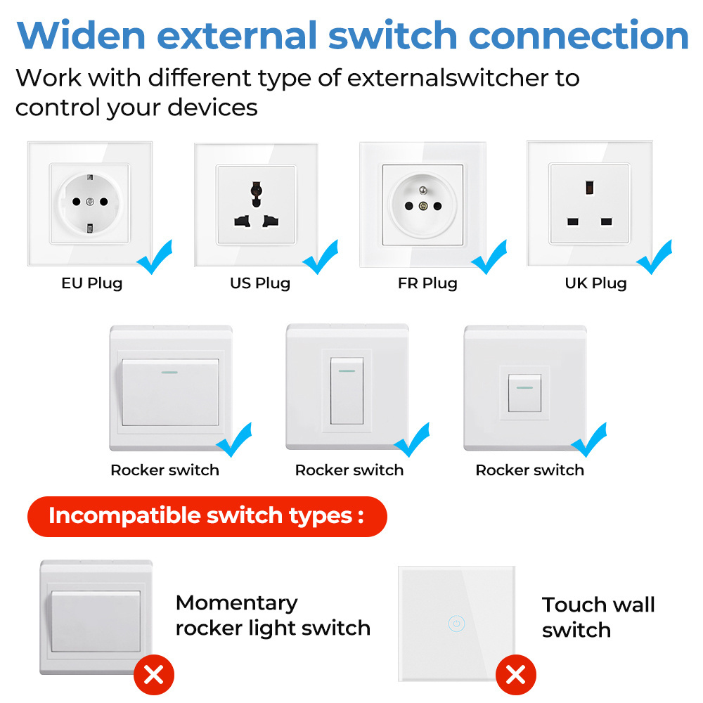 SMATRUL 16A Mini DIY Tuya WiFi Smart Life Controller Timer Switch Light Wall 2 Way Control Module Voice Relay Google Home Alexa