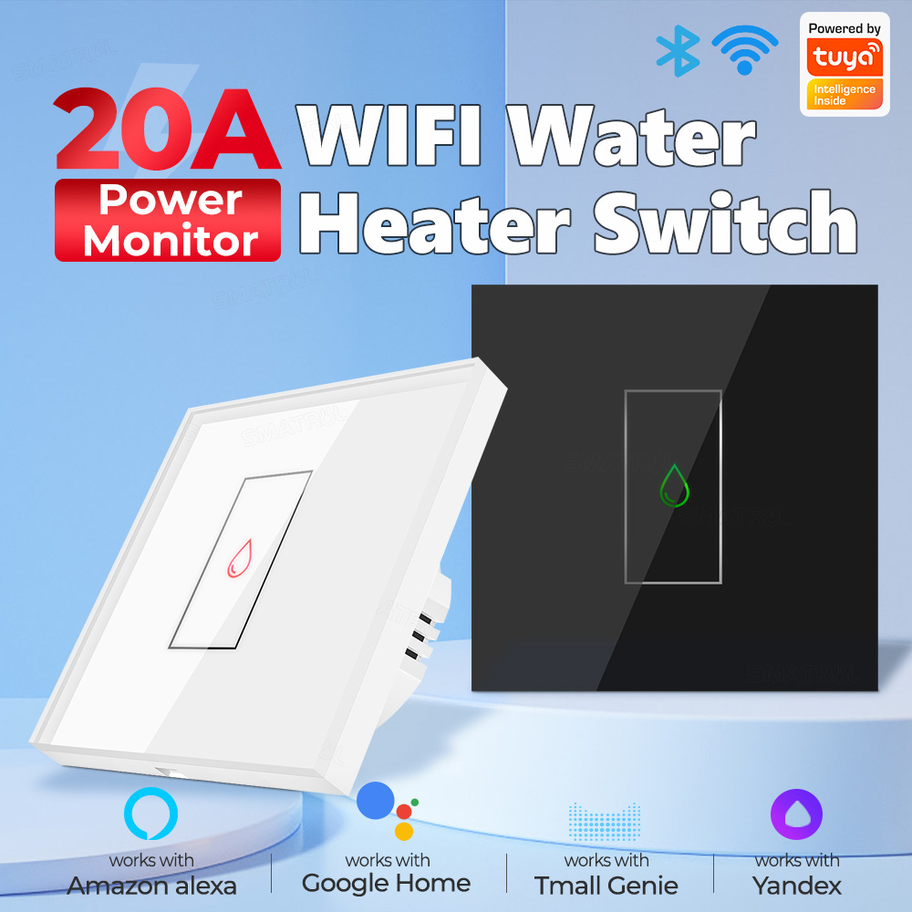 SMATRUL Switch For Alexa Google Home 20A EU Power Monitor Tuya Smart Wifi Water Heater Boiler Air Conditioner Switch